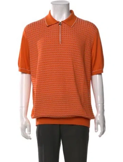 Pre-owned Stefano Ricci Silk Patterned Polo Sweater In Orange