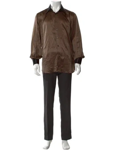 Pre-owned Stefano Ricci Silk Polka Dot Print Shirt In Brown