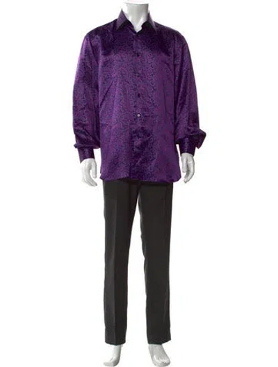 Pre-owned Stefano Ricci Silk Printed Dress Shirt In Purple