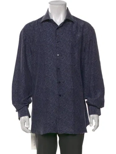 Pre-owned Stefano Ricci Silk Printed Shirt In Blue