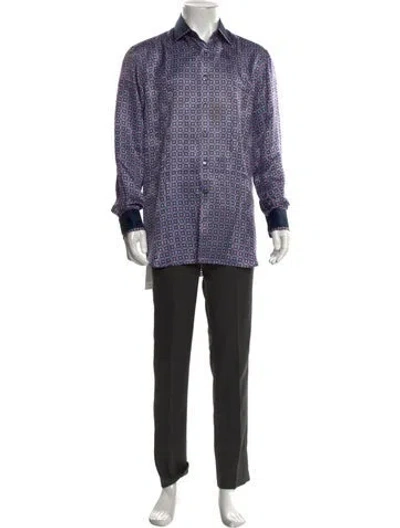 Pre-owned Stefano Ricci Silk Printed Shirt In Blue