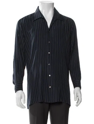 Pre-owned Stefano Ricci Silk Striped Dress Shirt In Blue