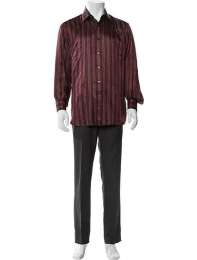 Pre-owned Stefano Ricci Silk Striped Dress Shirt In Red