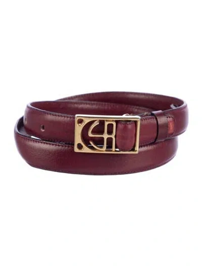 Pre-owned Stefano Ricci Skinny Leather Belt Kit In Burgundy