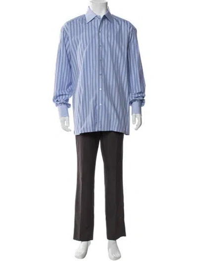 Pre-owned Stefano Ricci Striped Long Sleeve Dress Shirt In Blue