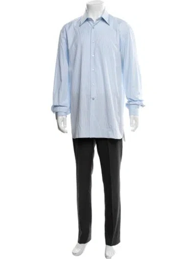 Pre-owned Stefano Ricci Striped Long Sleeve Dress Shirt In Blue