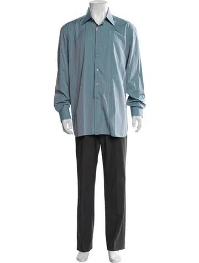 Pre-owned Stefano Ricci Striped Long Sleeve Dress Shirt In Blue