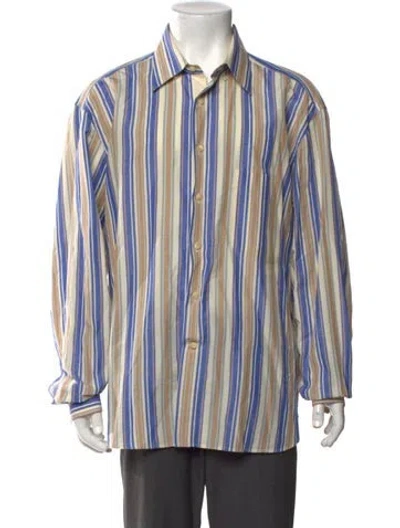 Pre-owned Stefano Ricci Striped Long Sleeve Dress Shirt In Blue