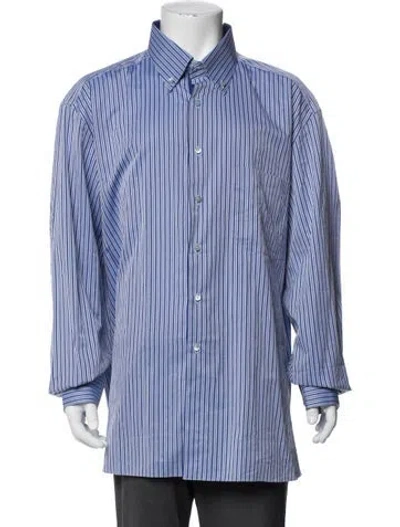 Pre-owned Stefano Ricci Striped Long Sleeve Dress Shirt In Blue