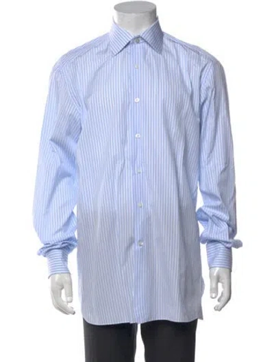 Pre-owned Stefano Ricci Striped Long Sleeve Dress Shirt In Blue