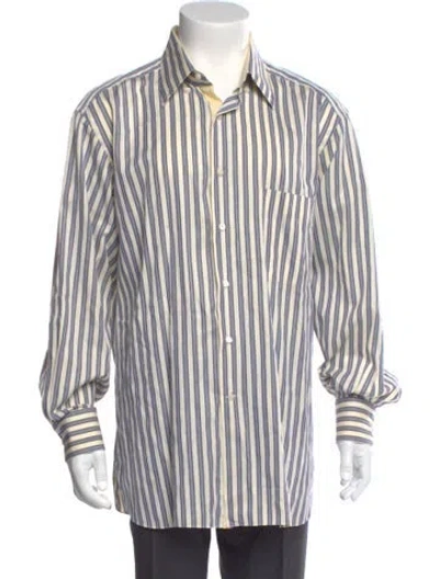 Pre-owned Stefano Ricci Striped Long Sleeve Dress Shirt In Gray