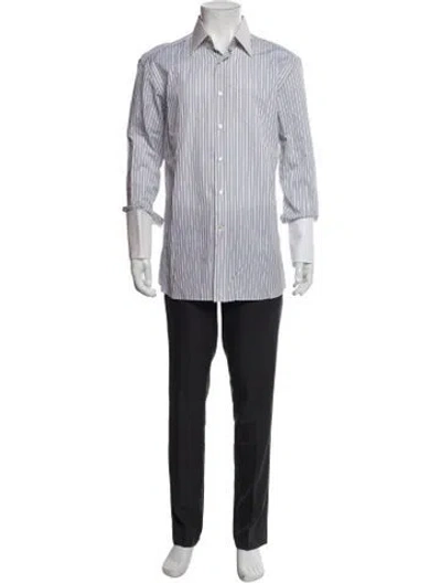 Pre-owned Stefano Ricci Striped Long Sleeve Dress Shirt In Gray