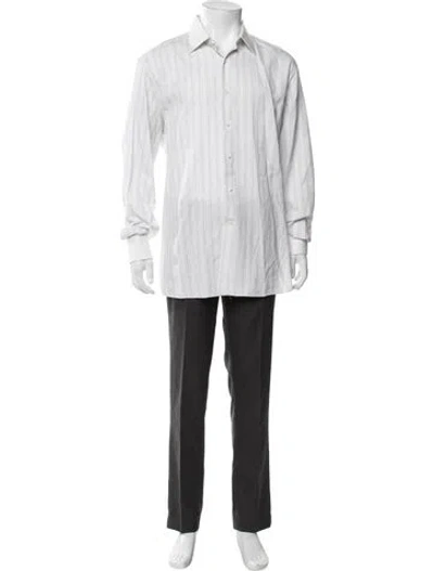 Pre-owned Stefano Ricci Striped Long Sleeve Dress Shirt In Gray