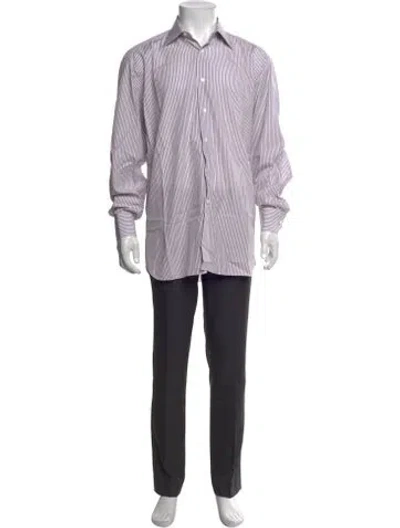 Pre-owned Stefano Ricci Striped Long Sleeve Dress Shirt In Grey
