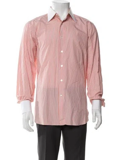 Pre-owned Stefano Ricci Striped Long Sleeve Dress Shirt In Orange