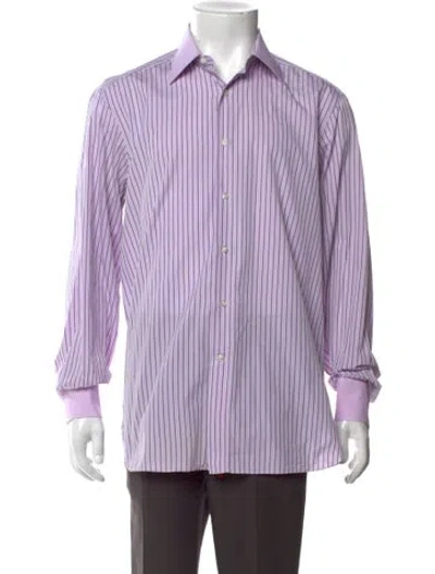 Pre-owned Stefano Ricci Striped Long Sleeve Dress Shirt In Purple