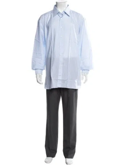 Pre-owned Stefano Ricci Striped Long Sleeve Dress Shirt W/ Tags In Blue