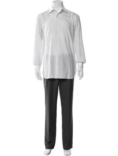 Pre-owned Stefano Ricci Striped Long Sleeve Dress Shirt In White
