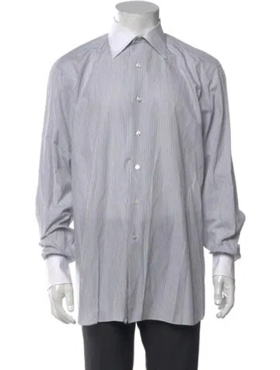 Pre-owned Stefano Ricci Striped Long Sleeve Dress Shirt In White