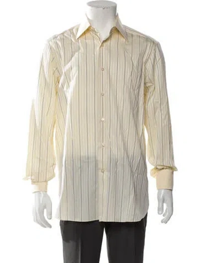 Pre-owned Stefano Ricci Striped Long Sleeve Dress Shirt In Yellow