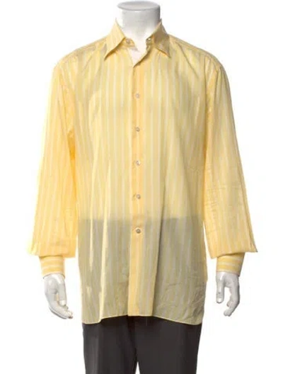 Pre-owned Stefano Ricci Striped Long Sleeve Dress Shirt In Yellow