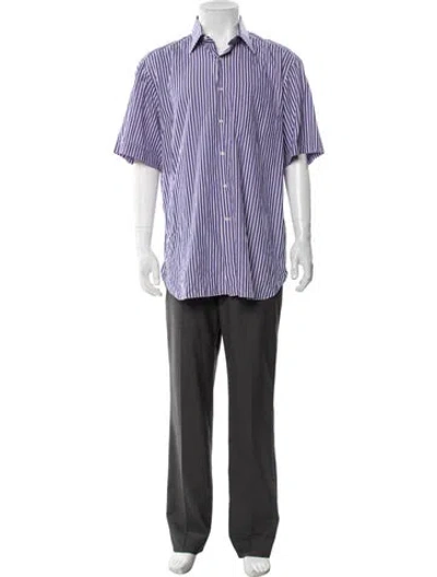 Pre-owned Stefano Ricci Striped Short Sleeve Shirt In Purple