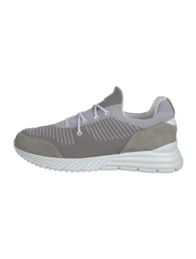 Pre-owned Stefano Ricci Suede Striped Athletic Sneakers In Blue/grey