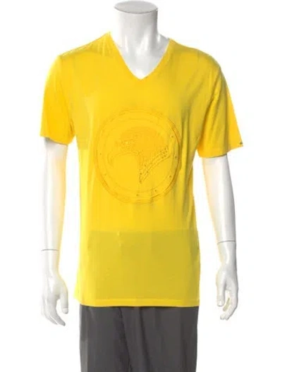 Pre-owned Stefano Ricci V-neck Short Sleeve T-shirt In Yellow