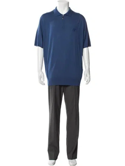 Pre-owned Stefano Ricci Wool Collar Polo Sweater In Blue