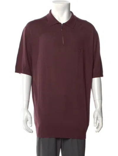 Pre-owned Stefano Ricci Wool Collar Polo Sweater In Burgundy