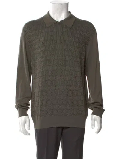 Pre-owned Stefano Ricci Wool Crew Neck Polo Sweater In Green