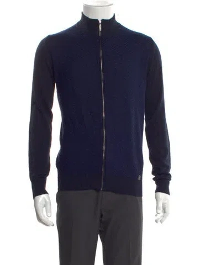 Pre-owned Stefano Ricci Wool Patterned Cardigan In Blue