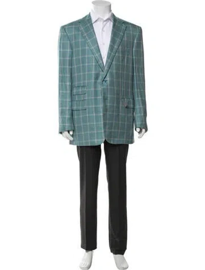 Pre-owned Stefano Ricci Wool Plaid Print Blazer In Blue