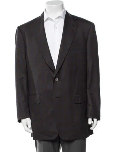 Pre-owned Stefano Ricci Wool Plaid Print Blazer In Brown