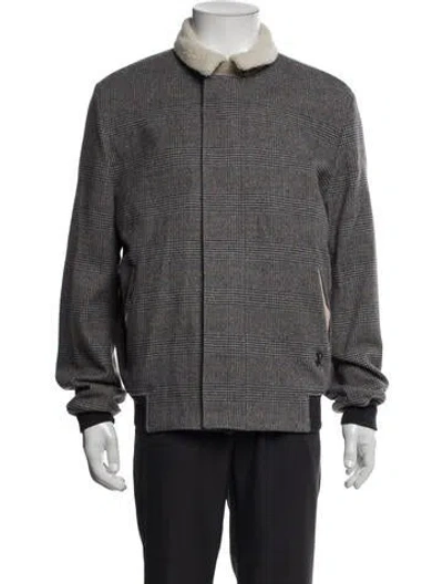 Pre-owned Stefano Ricci Wool Plaid Print Puffer Coat In Gray