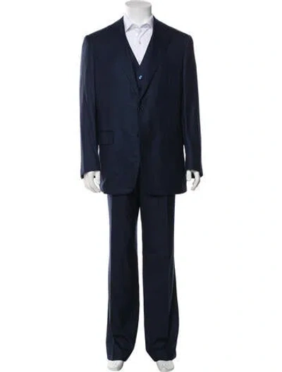 Pre-owned Stefano Ricci Wool Striped Two-piece Suit In Blue
