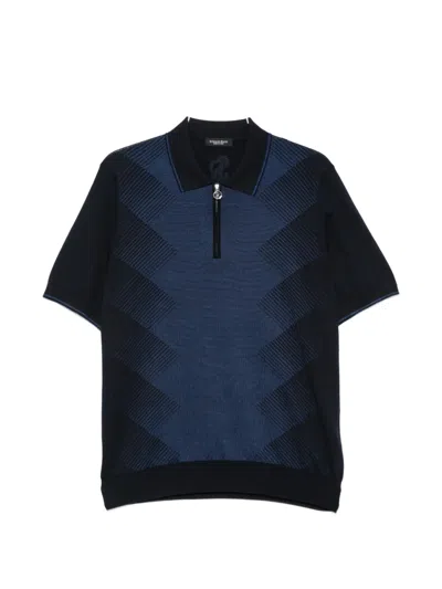 Stefano Ricci Zip-fastening Patterned Polo Shirt In Blue