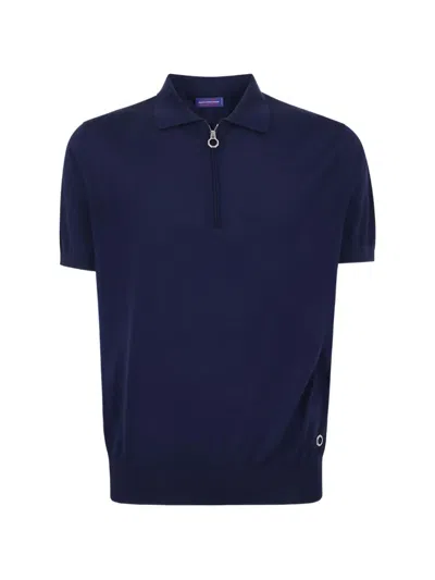 Stefano Ricci Zipped Polo Shirt In Blue