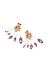 Stéfère 18k Rose Gold Eventail Diamond And Amethyst Earrings In Gold