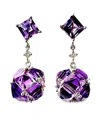 Stéfère 18k White Gold Diamond And Amethyst Earrings In Purple
