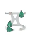 Stéfère 18k White Gold Emerald And Diamond Ring In Silver