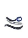 Stéfère 18k White Gold Snake Sapphire And Diamond Ring In Black