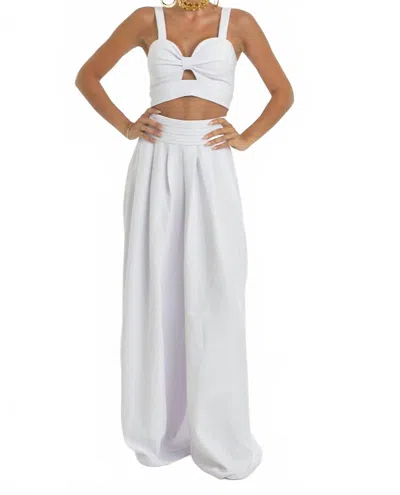 Steffany Milano Celestial Crop Top And Pant Two-piece Set In White
