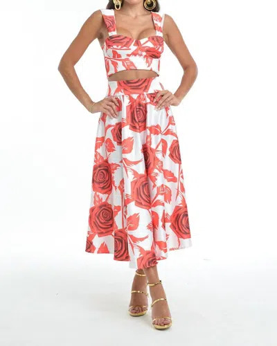 Steffany Milano Crimson Blossom Set In White/red