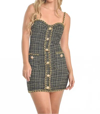 Steffany Milano Golden-embellished Dress In Multi In Black