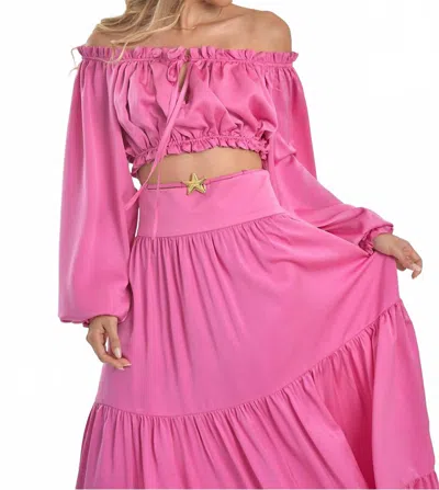 Steffany Milano Off-shoulder Maxi Dress In Playful Pink