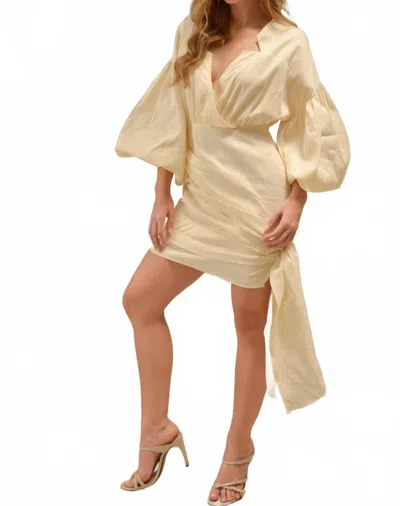 Steffany Milano Sun Drape Mini Dress In Beige In Gold