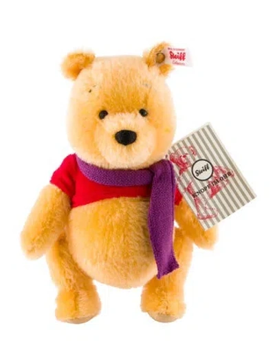 Pre-owned Steiff Mini Disney Winnie The Pooh Plush In Neutrals/red