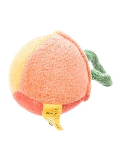 Pre-owned Steiff Miniature Rattle Plush Ball In Green/orange/yellow