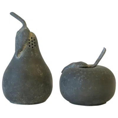 Pre-owned Steiff Pewter Fruit Salt And Pepper Shakers Or Decorative Objects, Pair In Black